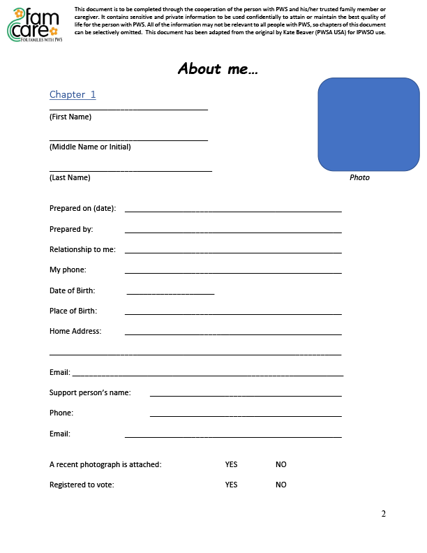 Image of form to fill in