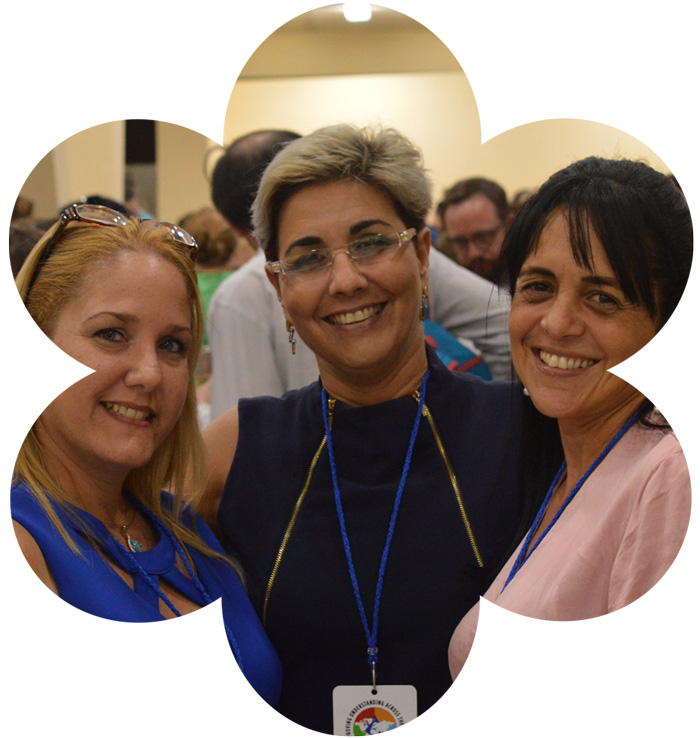 three ladies at an IPWSO conference