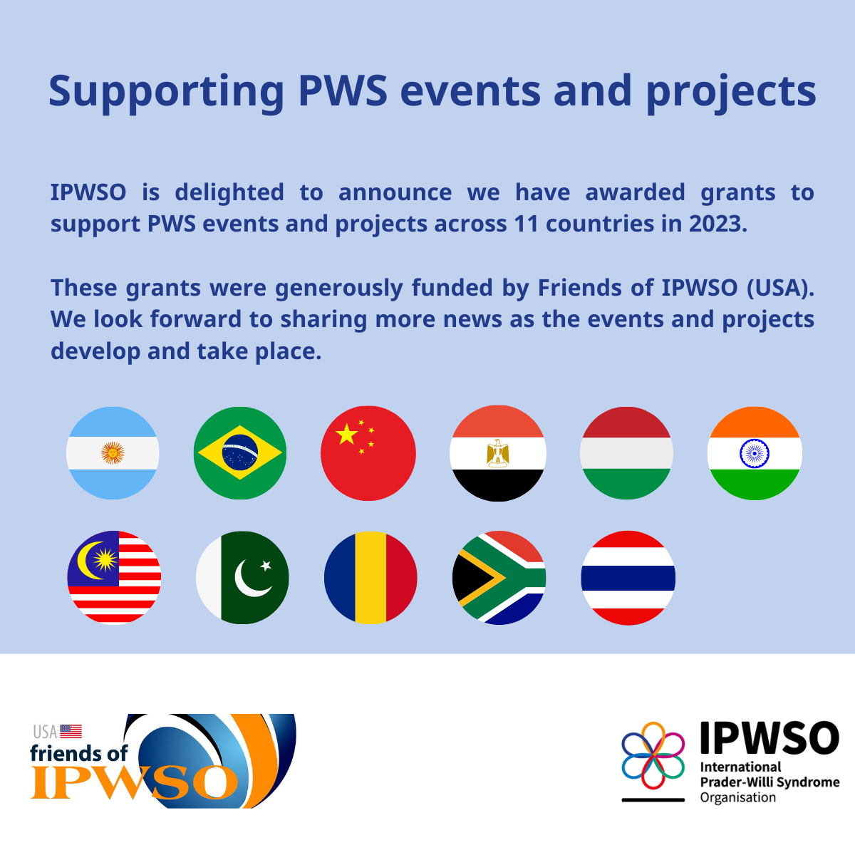 IPWSO has awarded grants to people in 11 countries to organise events and projects.