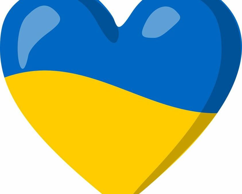 Ukraine flag in heart shape.